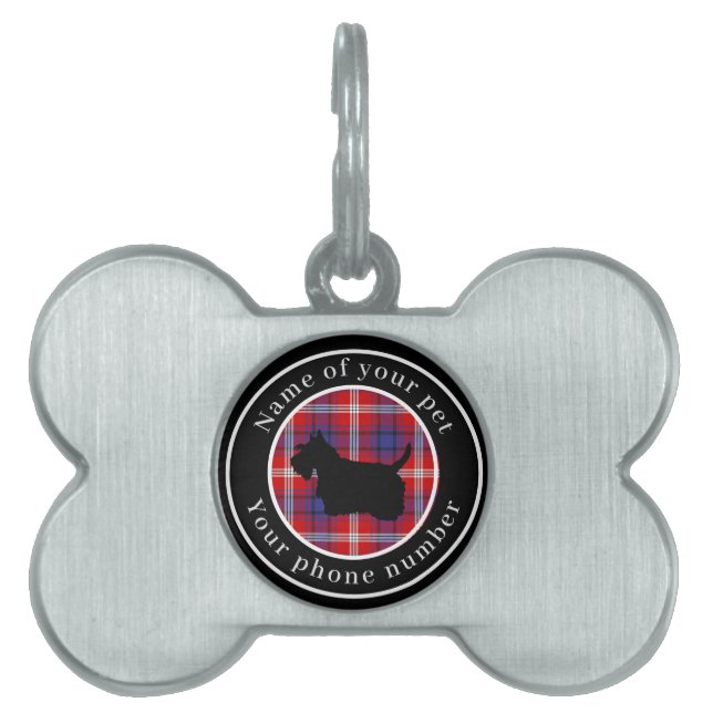 Ainslie Tartan Scottie Dog Personalisiert Tiermarke (Vorderseite)