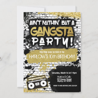 Aint Nothin' aber ein Gangsta Party Hip Hop Geburt Einladung