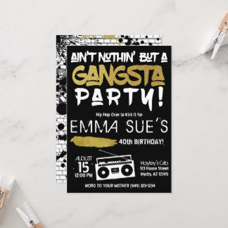 Aint Nothin' aber ein Gangsta Party Hip Hop Geburt Einladung