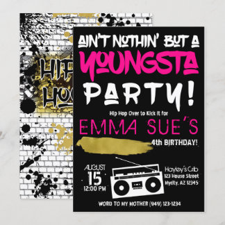 Aint Nothin' aber ein Youngsta Party Hip Hop Gebur Einladung