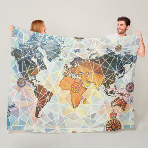 Air Afrique Karte der Welt Fleecedecke