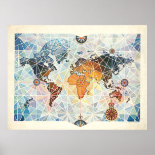 Air Afrique Karte der Welt Poster