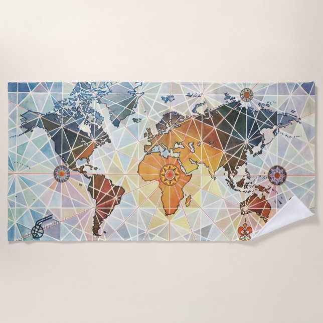 Air Afrique Karte der Welt Strandtuch (Vorderseite)