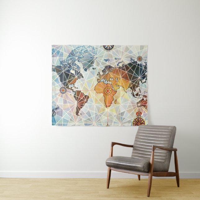 Air Afrique Karte der Welt Wandteppich (Beispiel (Horizontal))