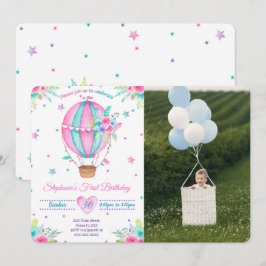 Air Ballon Birthday Foto Einladungen