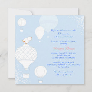 Air Balloon Bird Sky Blue Brautparty Einladung