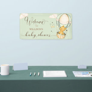 Air Blue Boy Teddy Bear Baby Dusche Willkommen Banner