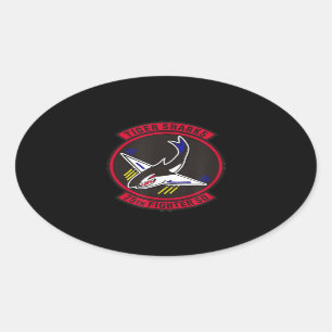 Air Ce 75. Kämpfer Squadron Insigna Tigerhaie Ovaler Aufkleber