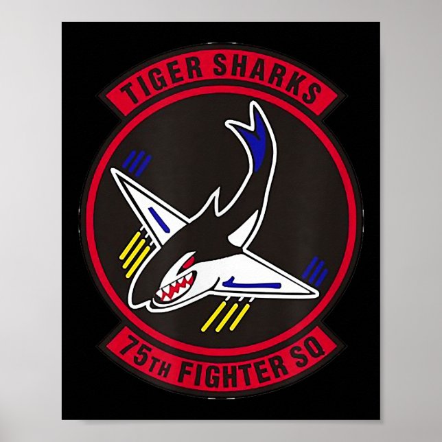 Air Ce 75. Kämpfer Squadron Insigna Tigerhaie Poster (Vorne)