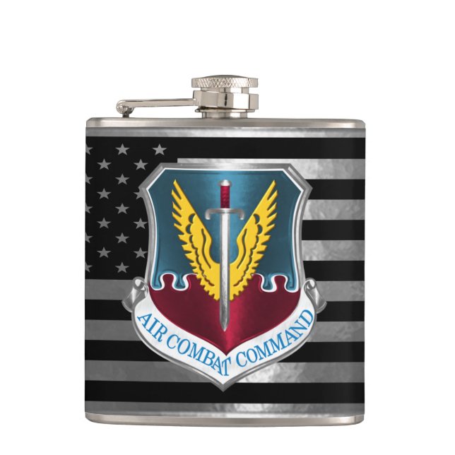 Air Combat Command mit Stahlflagge Flachmann (Vorderseite)