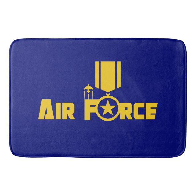 Air Force Military Star Medal Aircraft Blue Gold Badematte (Vorderseite)