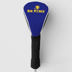 Air Force Military Star Medal Aircraft Blue Gold Golf Headcover