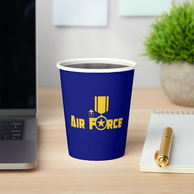 Air Force Military Star Medal Aircraft Blue Gold Pappbecher (InSitu)