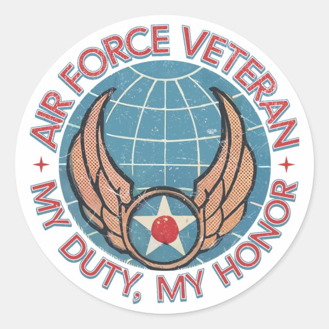 Air Force Veteran Runder Aufkleber (Vorderseite)