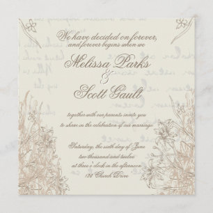 Air, Fraîche, Crème, Mariage Vintage Invitation