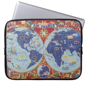 Air France Karte der Welt Laptopschutzhülle