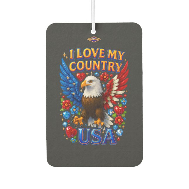 Air Freshener Design: I Love My Country - USA Autolufterfrischer (Vorderseite)