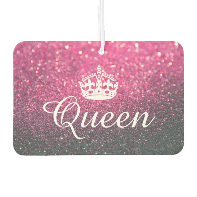 Air Freshener - Queen Crown Glitzer Pink Autolufterfrischer (Vorderseite)