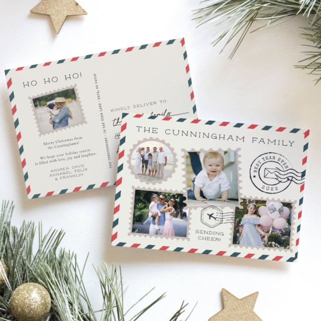 Air Mail Holiday Foto Collage Postkarte (Von Creator hochgeladen)