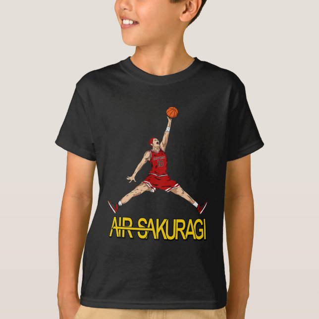Air Sakuragi Anime Style Bysketbyll Design T-Shirt (Vorderseite)