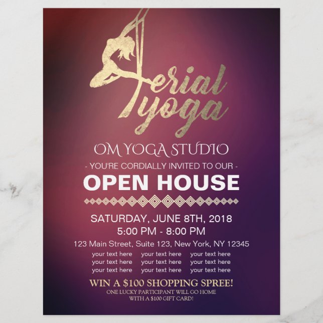 AIR YOGA Meditation Fitness Studio Open House Flyer (Vorne)