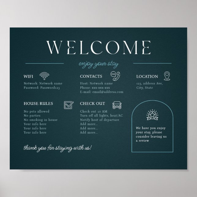Airbnb Rental Vacacation House Welcome Wall Poster (Vorne)
