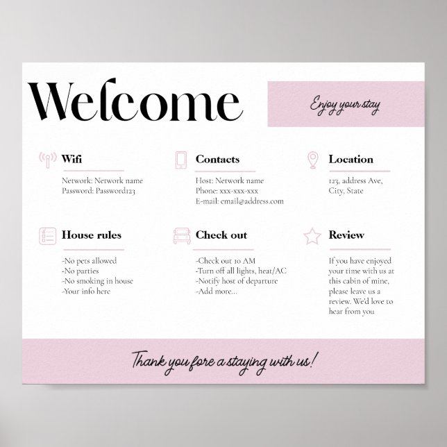 Airbnb Rental Vacacation House Welcome Wall Poster (Vorne)