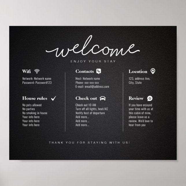Airbnb Rental Vacacation House Welcome Wall Poster (Vorne)