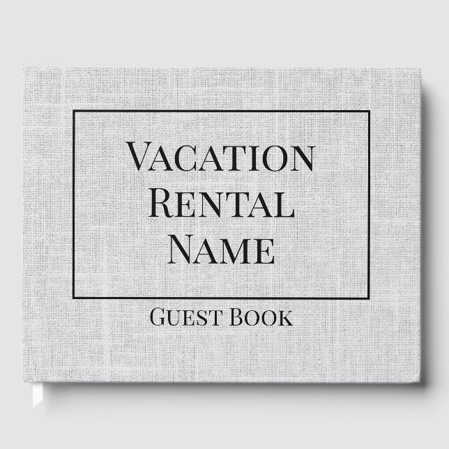 Airbnb Vacation Rental Gray Woven Minimalistisch Gästebuch (Vorderseite)
