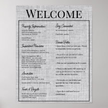 Airbnb Vacation Rental Guest Information Sign