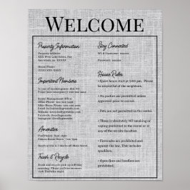 Airbnb Vacation Rental Guest Information Sign Poster