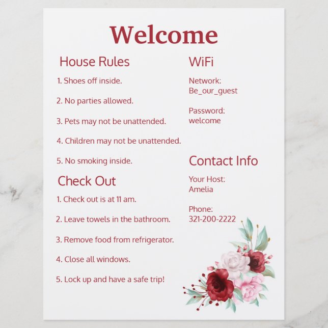 Airbnb Vrbo - Begrüßungsblatt (Vorderseite)