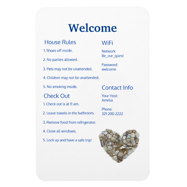 Airbnb Vrbo Begrüßungssignaturenführer Strand Magnet (Vertikal)