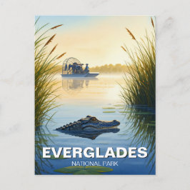 Airboat und Alligator Everglades National Park Postkarte