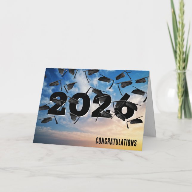 Airborne 2026 Black Graduation Hats Karte (Vorderseite)