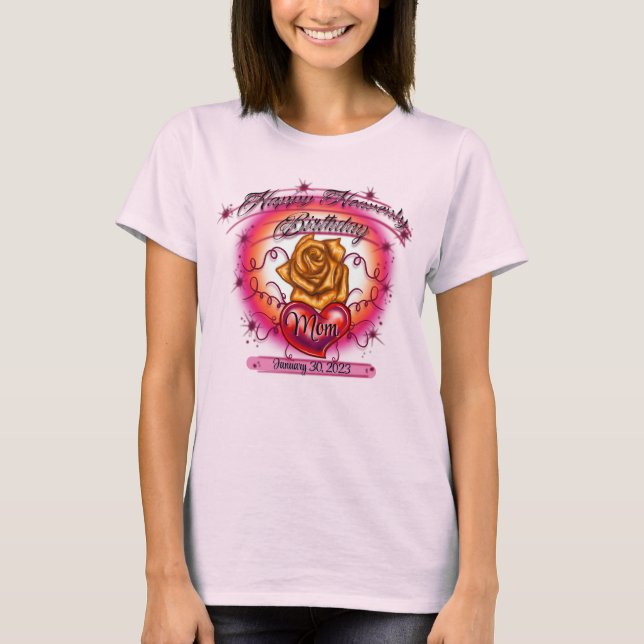 Airbrush Joyeux anniversaire paradisiaque T-Shirt  (Devant)