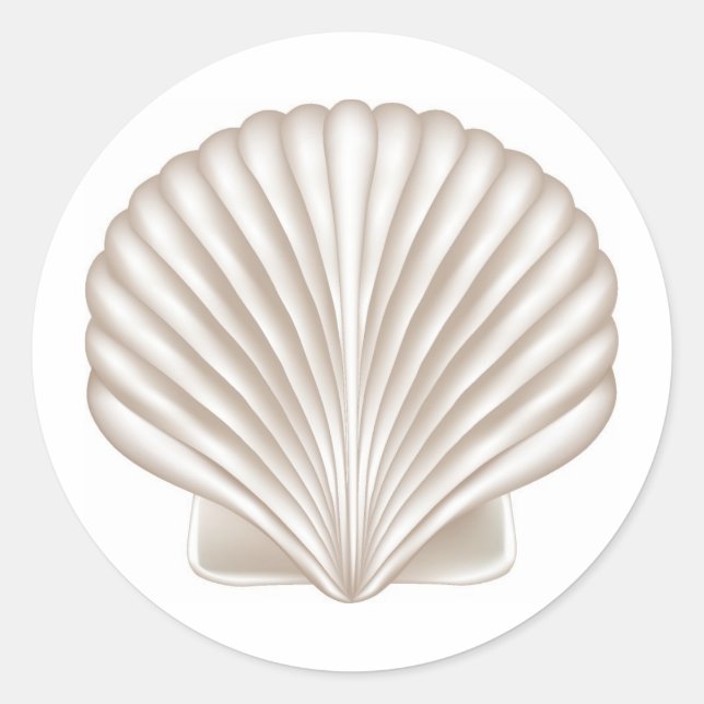 Airbrush Style Seashell Beach Hochzeitstil Runder Aufkleber (Vorderseite)