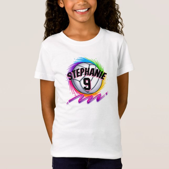 Airbrush-Volleyball-Regenbogendesign-T - Shirt (Vorderseite)