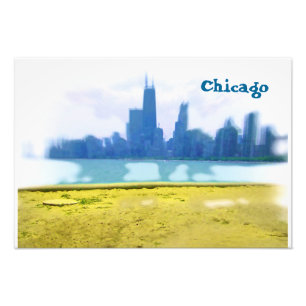 Airbrush-Wolkenkratzer in Chicago Fotodruck