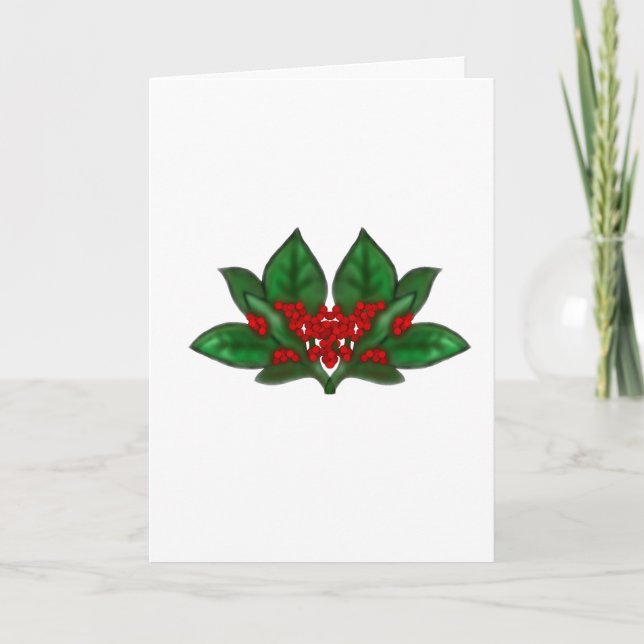 Airbrushed Holly Sprigs Christmas Card Karte (Vorderseite)