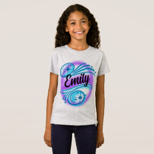Airbrushed Individuelle Name Light Lila und Blue G T-Shirt