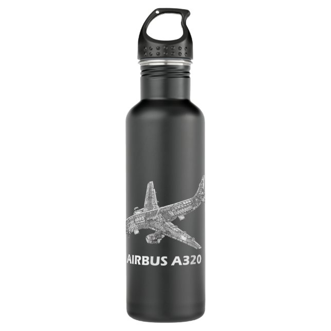 Airbus A320 Airplane Cutaway Pilot gi Edelstahlflasche (Vorderseite)