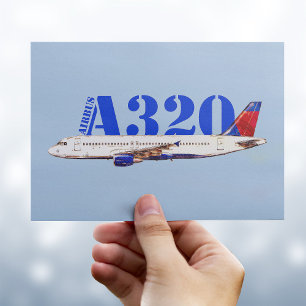 Airbus a320 Aquarellzeichnung Postkarte