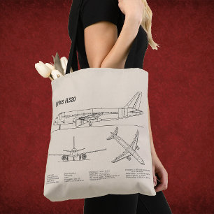 Airbus A320 - Flugzeug Blaupausen Zeichnungspläne  Tasche