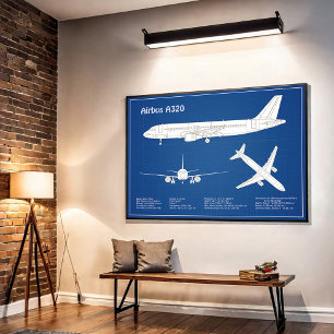 Airbus A320 - Flugzeugkonzept Zeichnend Pläne ABD Poster