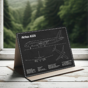 Airbus A320 - Flugzeugkonzept Zeichnend Pläne PD Dankeskarte