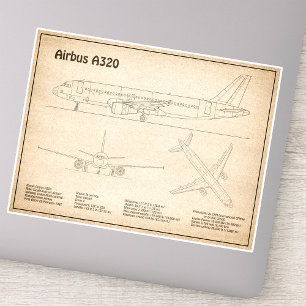 Airbus A320 - Flugzeugkonzept Zeichnend Pläne SD Aufkleber