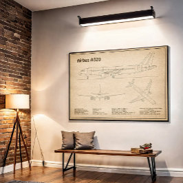 Airbus A320 - Flugzeugkonzept Zeichnend Pläne SD Poster