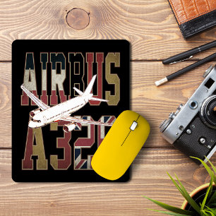 Airbus A320-Jetliner. Vintage-Europafahnen Mousepad