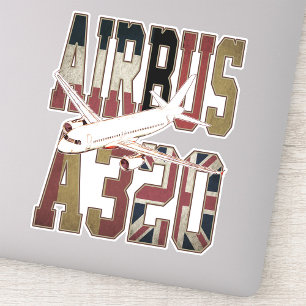 Airbus A320 Jetliner. Vintage europäische Flaggen Aufkleber